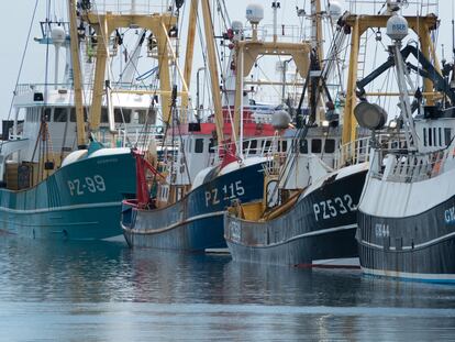 Barcos pesqueros en Cornwall, Inglaterra, el 4 de junio.