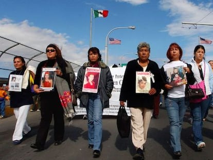 Women march in memory of femicide victims in Ciudad Juárez.