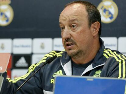 Benítez durante la rueda de prensa de este viernes.