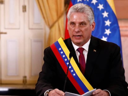 Miguel Díaz Canel, presidente de Cuba, en su última visita a Venezuela