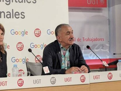 Fuencisla Clemares, directora de Google España, y José María Álvarez, secretario general de UGT.