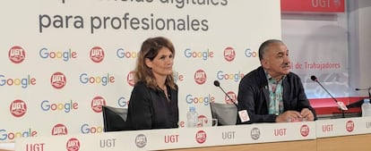 Fuencisla Clemares, directora de Google España, y José María Álvarez, secretario general de UGT.