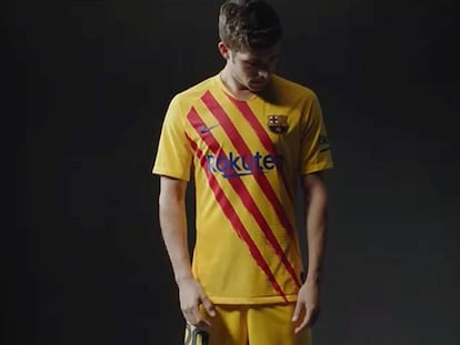 Sergi Roberto, con la nueva camiseta del Barça.