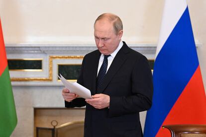 El presidente ruso, Vladímir Putin, el sábado en San Petersburgo,