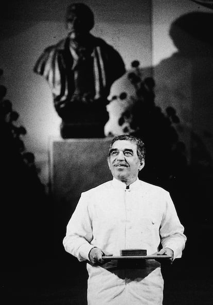 García Márquez, en la ceremonia de recepción del Premio Nobel, en 1982.