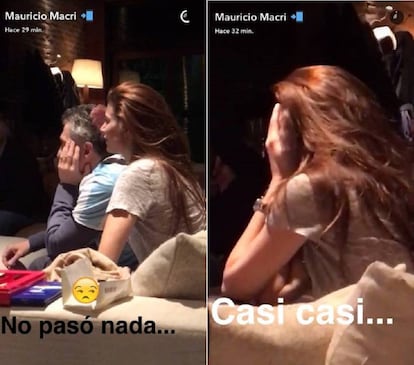 Mauricio Macri y su esposa, Juliana Awada, se muestran en Snapchat durante Argentina-Chile.