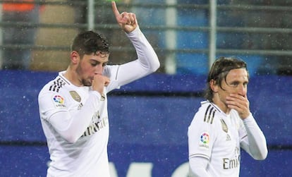 Fede Valverde celebra su gol al Eibar