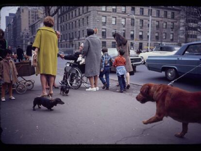 Fotografia de Garry Winogrand d'un carrer e Nova York (ca. 1967).