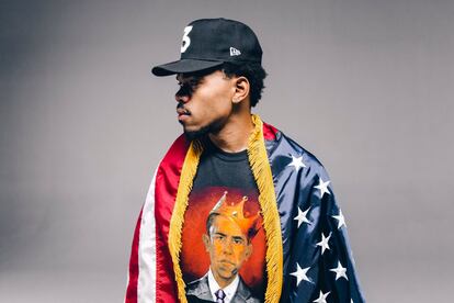 Chance The Rapper, con una de las camisetas de la colección ‘Thank You Obama’.