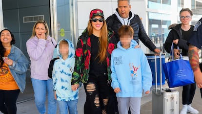 Shakira with her children at JFK Airport, in New York City