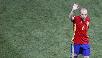 Iniesta, en el Stade de Nice.