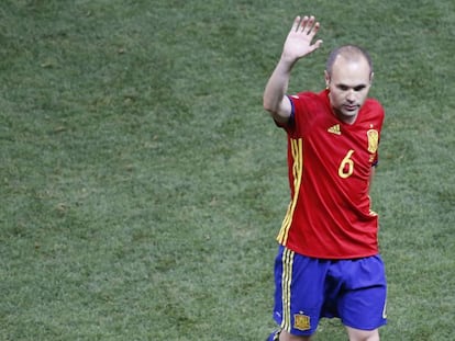 Iniesta, en el Stade de Nice.