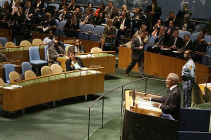 Kofi Annan, durante su discurso de ayer en la sede de Naciones Unidas.