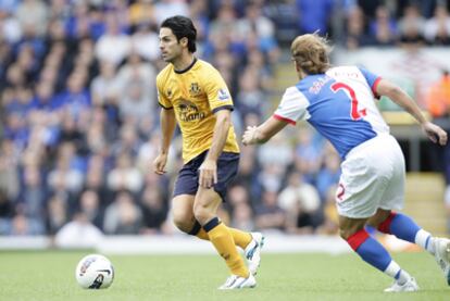 Arteta, con la camiseta del Everton.