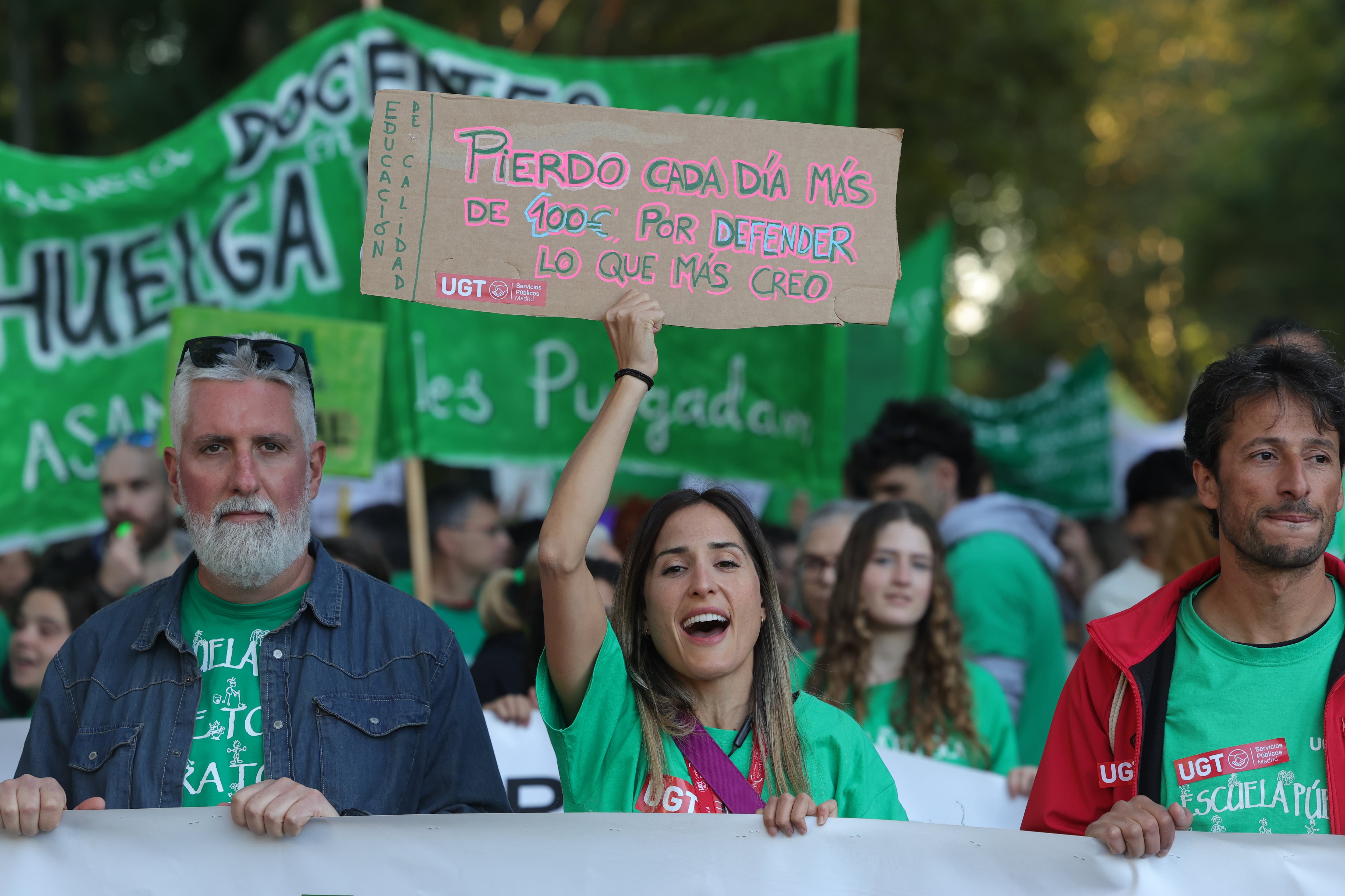 Una manifestante durante la protesta de este jueves en Madrid. 