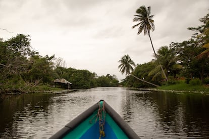 Vista de la comunidad de Mano Perdida y su paisaje. La comunidad vive a orillas de la laguna; sus labores diarias están relacionas con el agua.