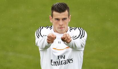 Real Madrid' s Gareth Bale attends a training session on Friday.