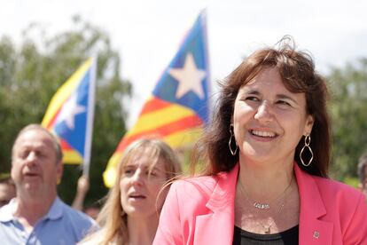 La presidenta de JxCat, Laura Borràs participa en el acto municipalista de JxCat en el Parque del Poblenou de Barcelona, el pasado sábado.