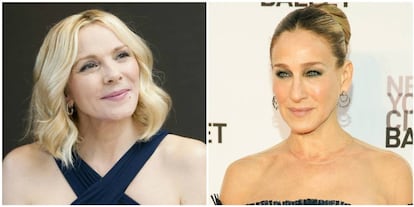 Las actrices Kim Cattrall y, a la derecha, Sarah Jessica Parker.