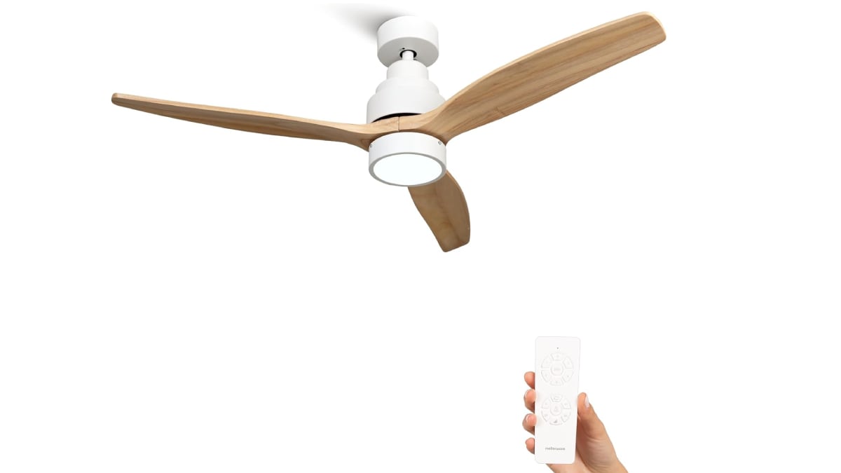 Ventilador de techo con luz y mando incluidos, ahora, en oferta.