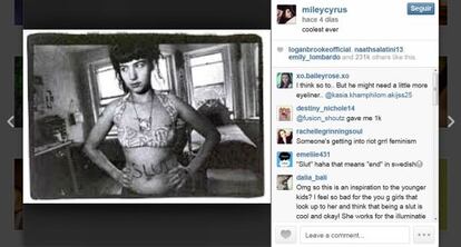 Una de las fotos que colg&oacute; Miley Cyrus en su cuenta de Instagram.