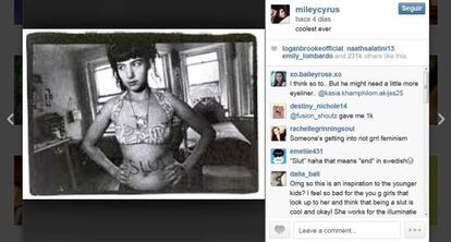 Una de las fotos que colgó Miley Cyrus en su cuenta de Instagram.