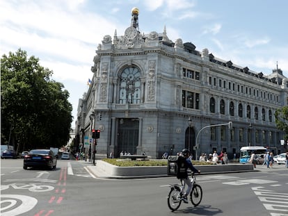 Exterior de la sede del Banco de España, en Madrid.