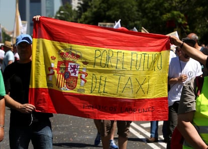 Manifestacion de taxistas en Madrid.