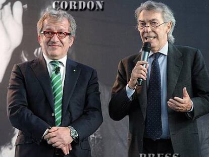 Roberto Maroni y Massimo Moratti en Milán, Italia
