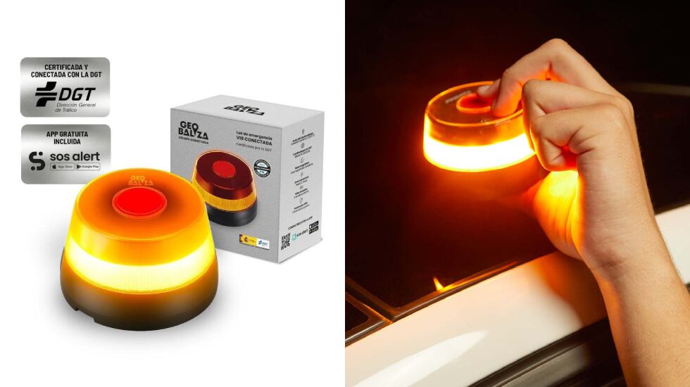 Baliza de emergencia para el coche con geolocalización 3.0 incorporada.