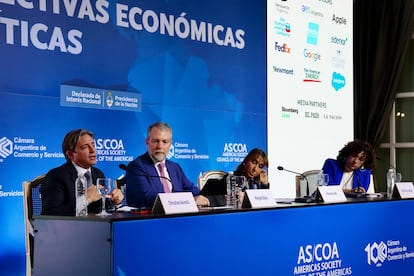 Christian Asinelli (CAF), Morgan Doyle (BID), Manuela Adl (IFC) y Gala Díaz Langou en el Council of the Americas 2025.