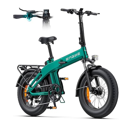 Bicicleta plegable sobre fondo blanco.