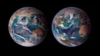 Dos 'canicas azules' en el espacio.