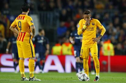 Luis Su&aacute;rez y Neymar, en el partido ante el Atl&eacute;tico. 