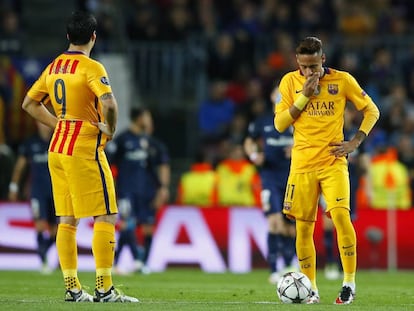 Luis Su&aacute;rez y Neymar, en el partido ante el Atl&eacute;tico. 