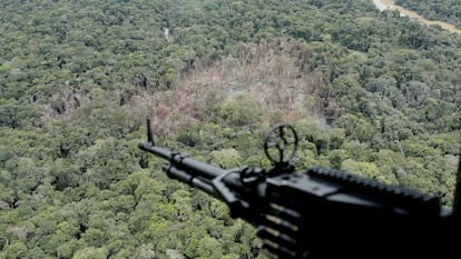 Campamento de las disidencias de las FARC, bombardeado por el Ejército de Colombia el 2 de marzo de 2021 en el municipio colombiando Calamar.