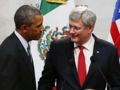 Obama y Harper, el a&ntilde;o pasado en M&eacute;xico. 