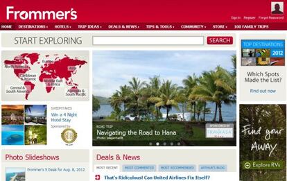 Portada de la página web Frommer's