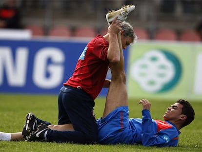 El jugador del Madrid se entrena por primera vez desde que se lesionó de la rodilla con la selección portuguesa.