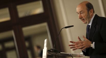 Alfredo Pérez Rubalcaba, este jueves en Madrid