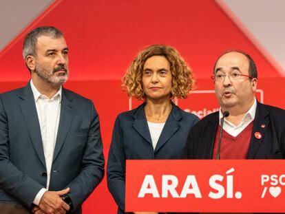 Miquel Iceta, durante su intervención en la noche electoral del 10-N.