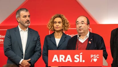 Miquel Iceta, durante su intervención en la noche electoral del 10-N.