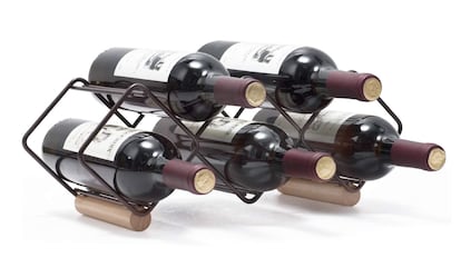 Botellero de vino decorativo de metal y cobre, con capacidad para 6 botellas de vino