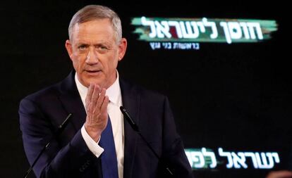 El exgeneral Benny Gantz, en un acto de campaña en Tel Aviv.