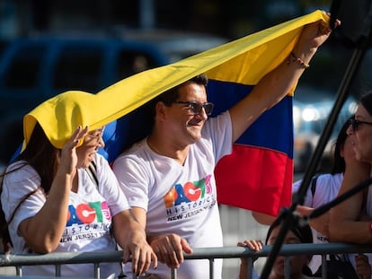 Colombianos resididos en Estados Unidos durante la visita de Gustavo Petro a Nueva York, el 19 de septiembre de 2022.