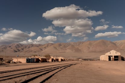 View of the facilities of the Tolar Grande train station. Today it is only used for freight trains.  Wednesday May 1, 2024. Tolar Grande, Salta Province, Argentina. Photographer: Anita Pouchard Serra