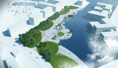 Propuesta de parque en lugar de viviendas para concurso Europan