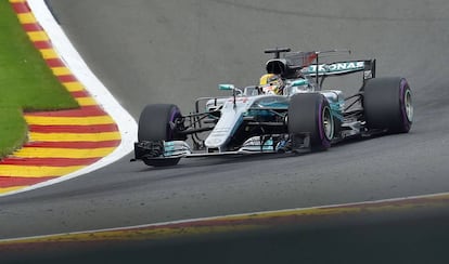 Lewis Hamilton no GP da Bélgica. 