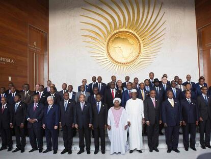 Los jefes de Estado africanos, al inicio de la 28&ordf; asamblea de la Uni&oacute;n Africana, celebrada este lunes en Adis Abeba.
 