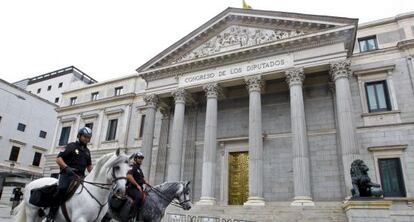 Fachada del Congreso de los Diputados, en Madrid. 